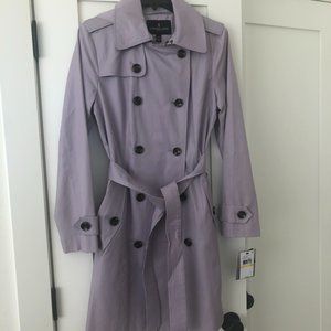 London Fog Women’s Double-Breasted Trench Coat in Lavender, Size M – Brand New (